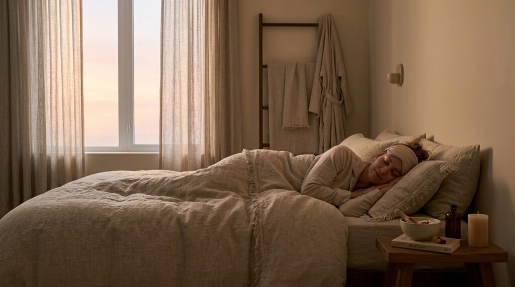 Restful sleep after Ayurvedic evening wind-down routine